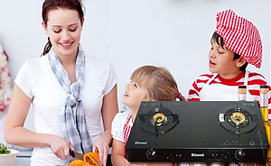 Bếp Ga Dương Đôi Rinnai RV-6Double Glass(SP) - Đen- Hãng chính hãng